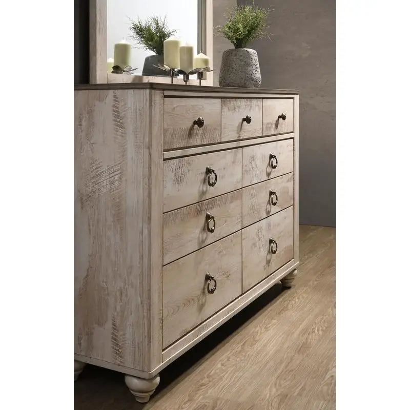 Imerland Contemporary 4 Pieces Bedroom Set Dresser Mirror Nightstand Collection