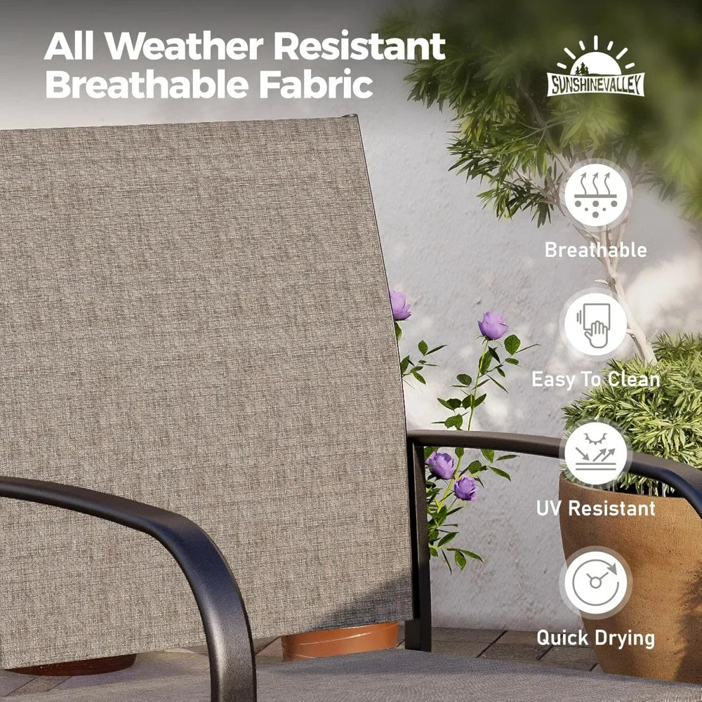 Patio Dining Set For 4 With Umbrella Hole And Chairs