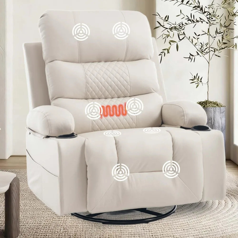 XIAOLANG Rocker Recliner Chair With Heat And Massage Faux Leather
