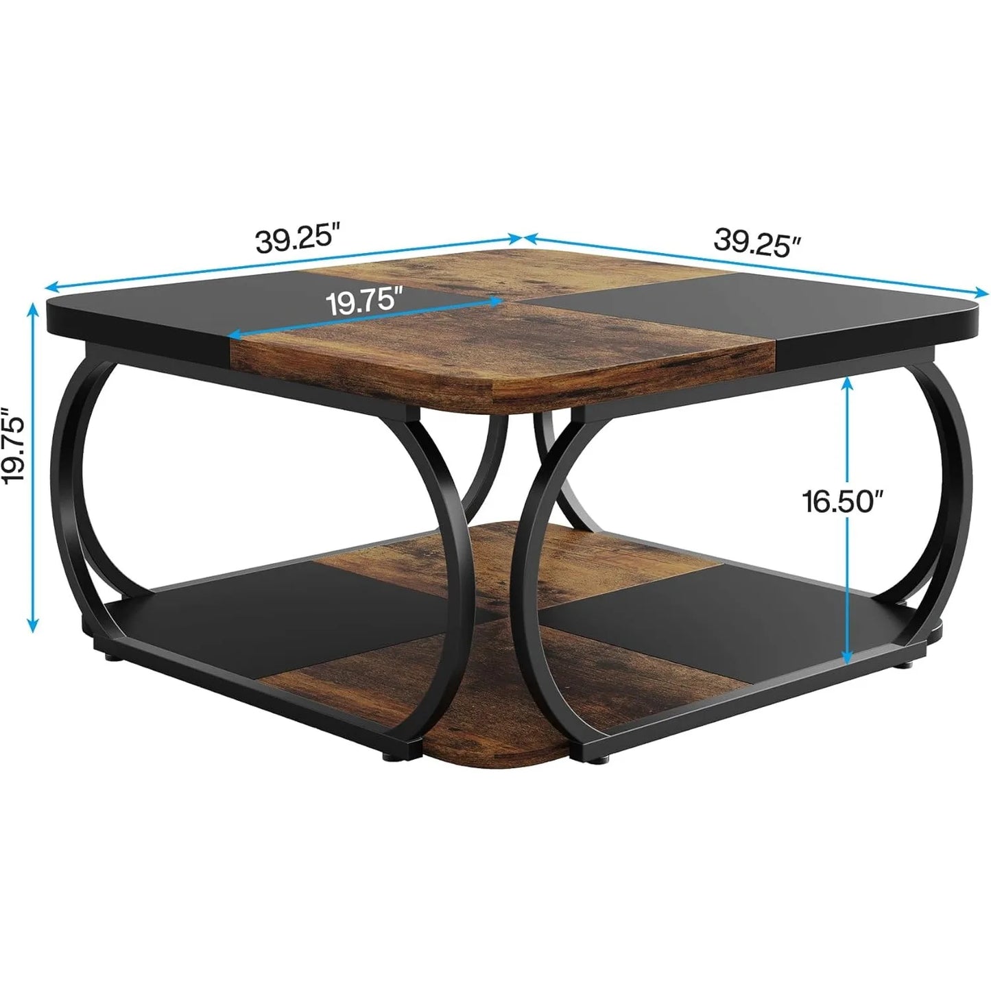 Little Tree Square Coffee Table Two Tier Wood Storage Shelf