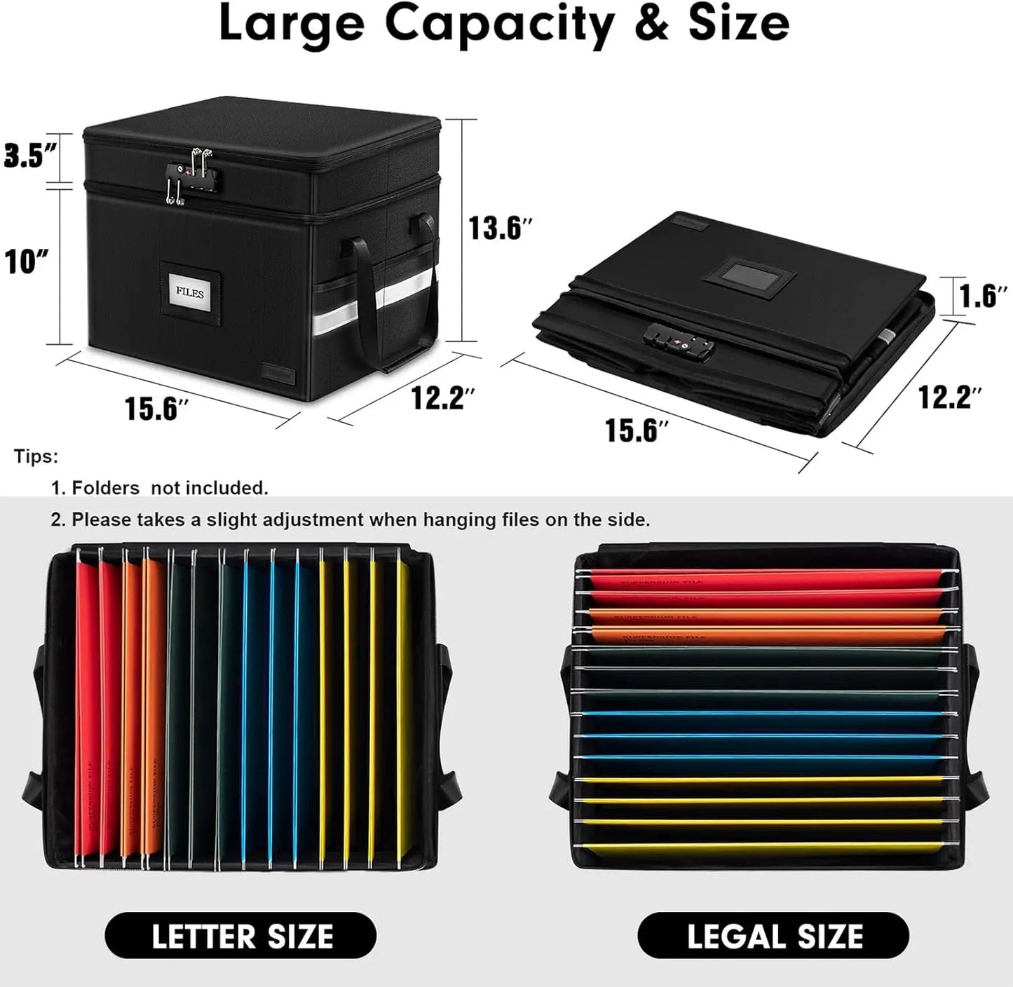 Fireproof Document Box With Lock 2 Layer Portable File Cabinet