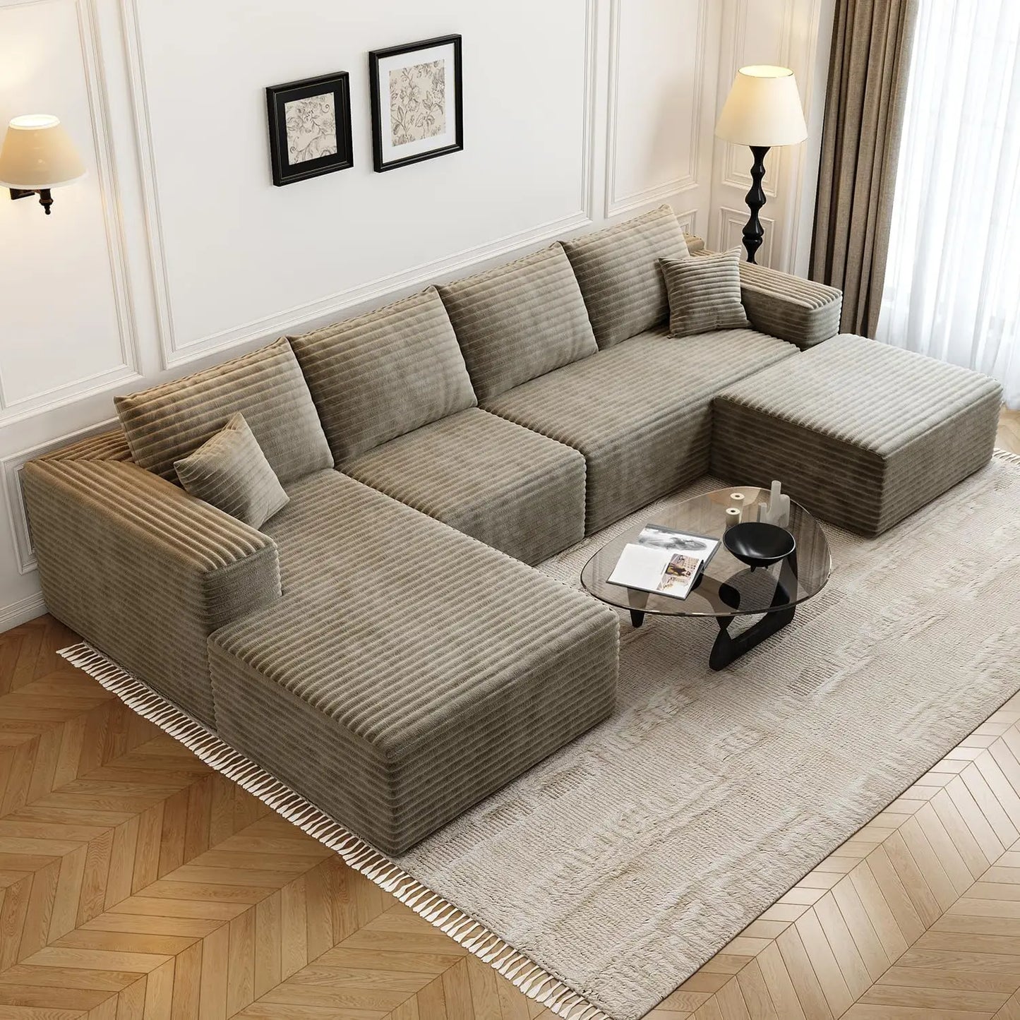 XPLVCN Modular Sectional Sofa With L Shaped Chaise Modern Upholstered