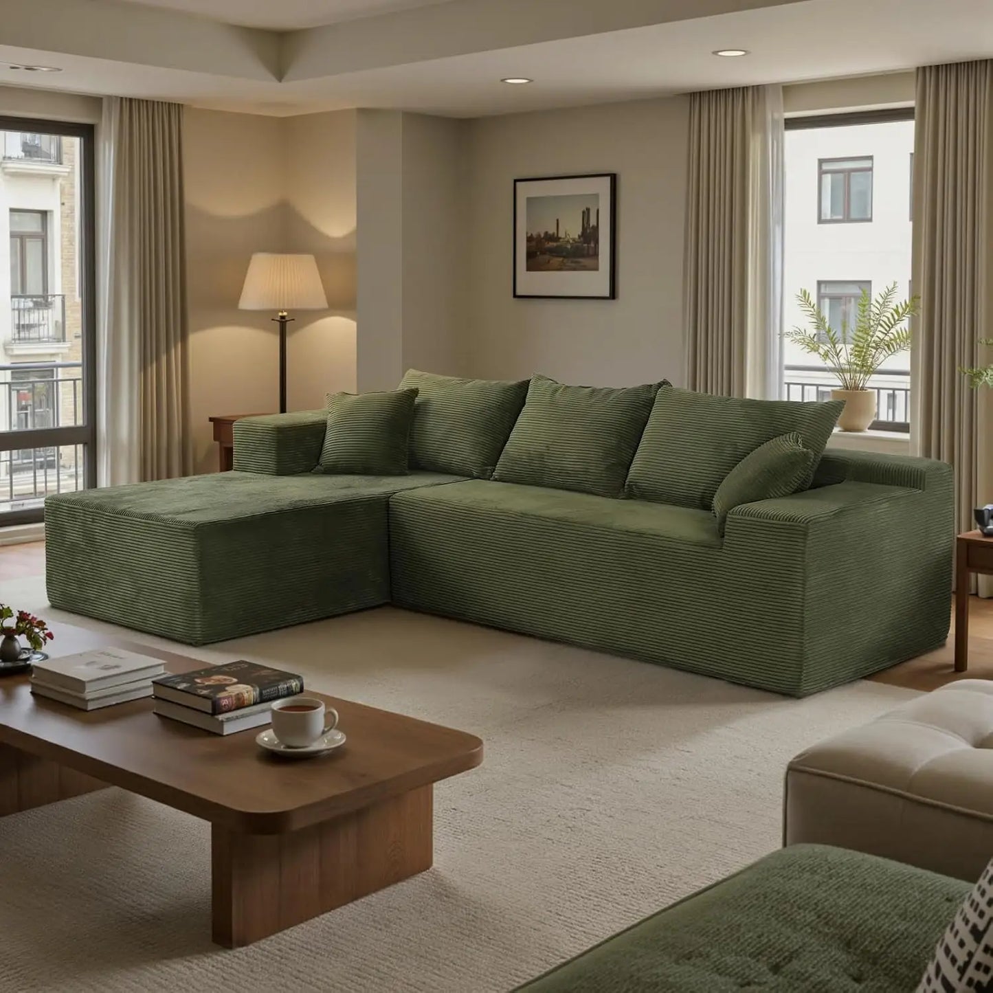 Modular Sectional Sofa With L Shape Chaise No Assembly