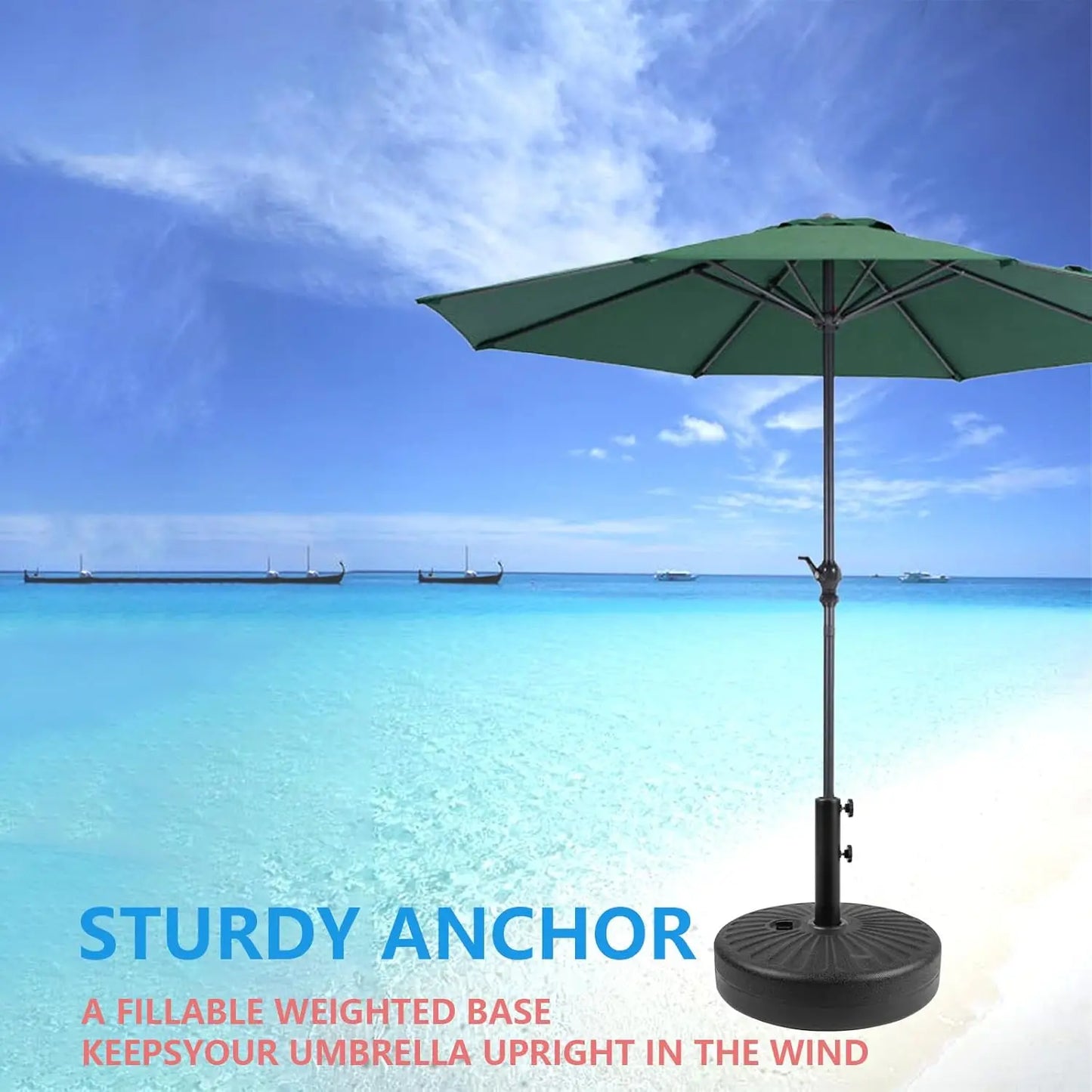 Weighted Base for Patio Umbrella Sand and Water Fillable Anchor Stand