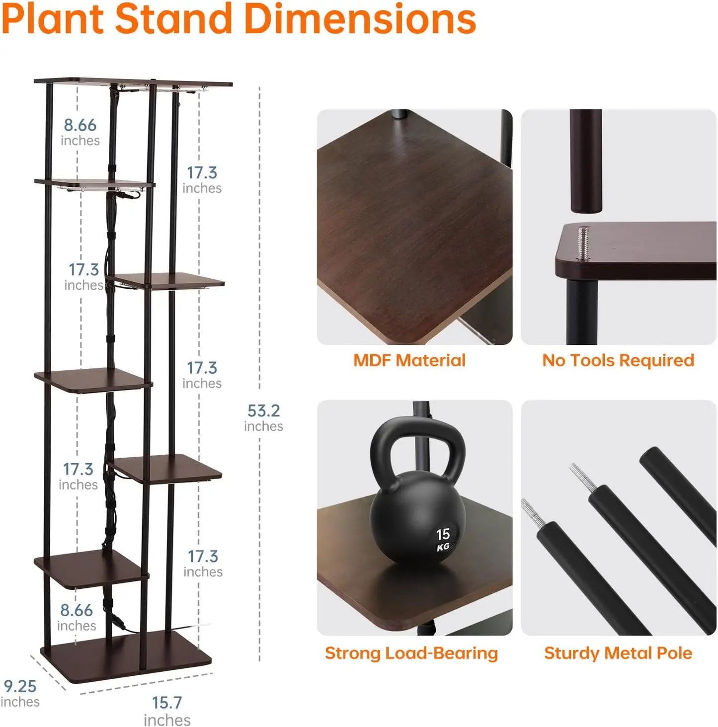 7 Tier Corner Plant Stand Dimmable LED Grow Lights