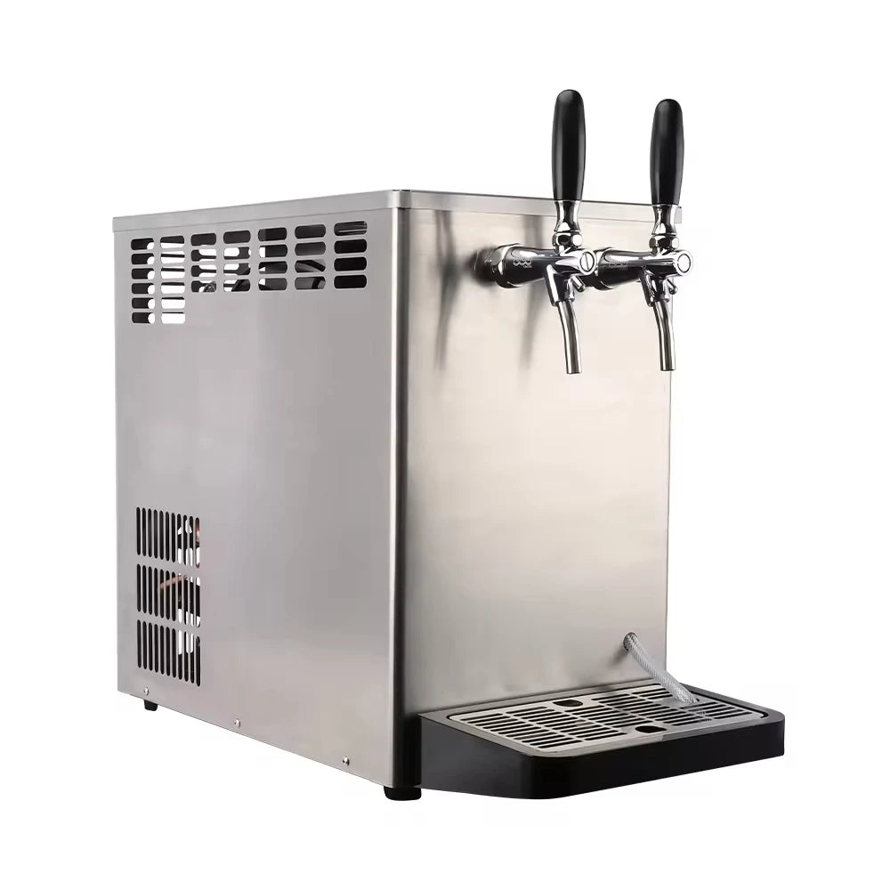ONEHAPPY Countertop Draft Beer Cooler Dual Tap StainlessSteel Dispenser TemperatureControlled