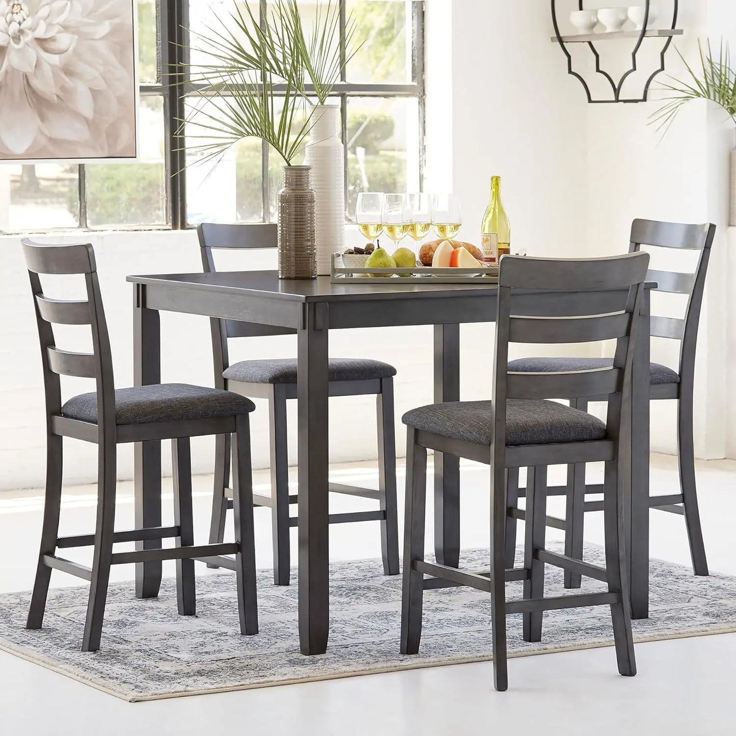 Wood Dining Set Table And Bar Stools For Compact Spaces