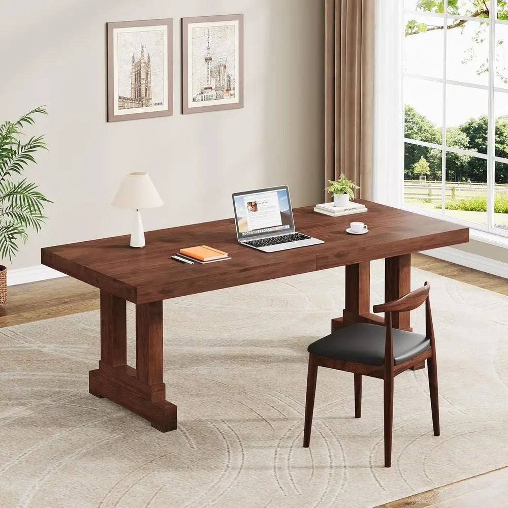 Solid Wood Home Office Desk With Strong Legs