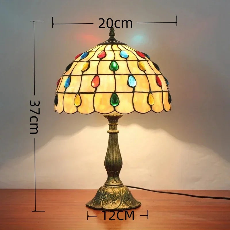 Jiankexing Retro Stained Glass Desk Lamp For Home Lighting