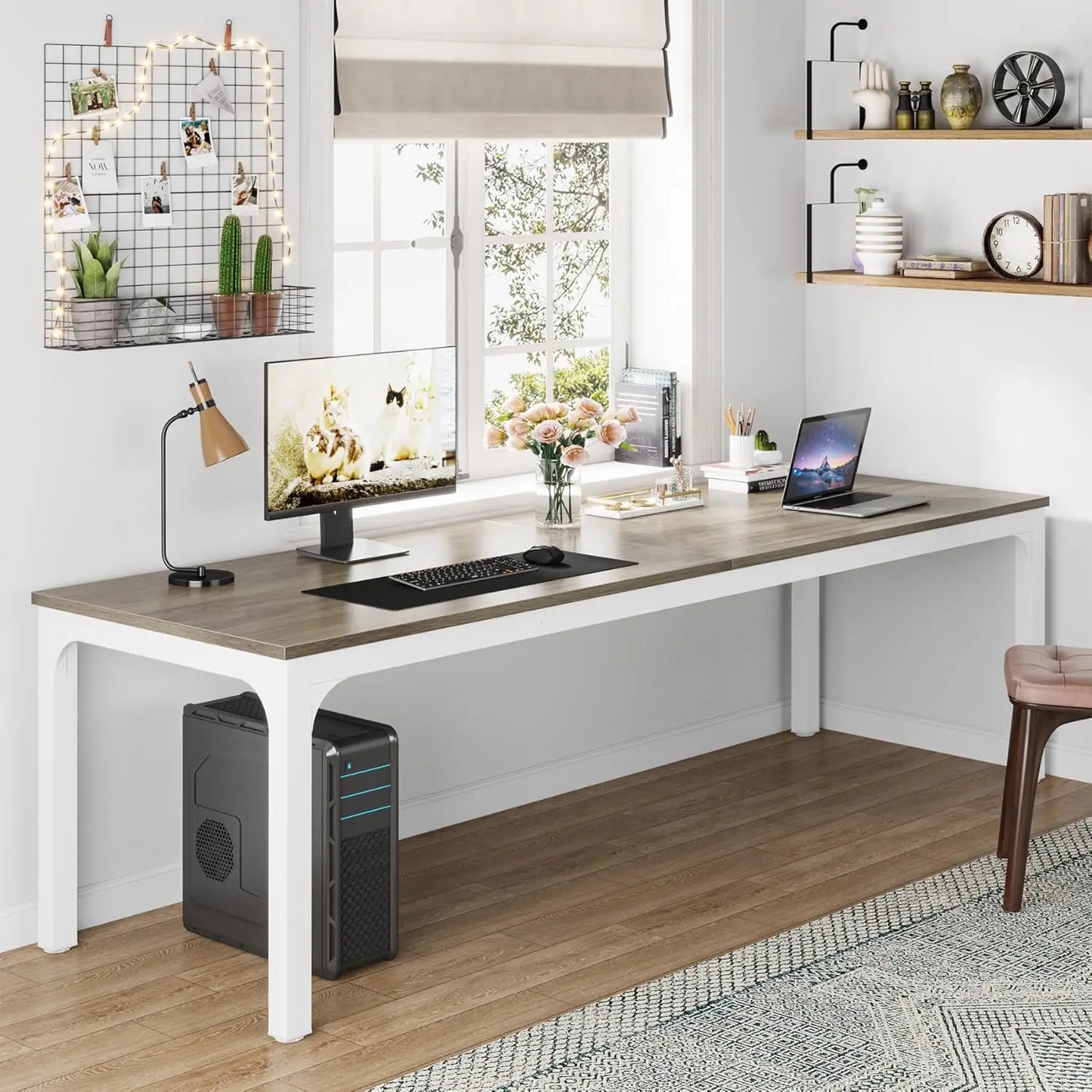 LITTLE TREE Computer Desk For Home Office Spacious Workstation