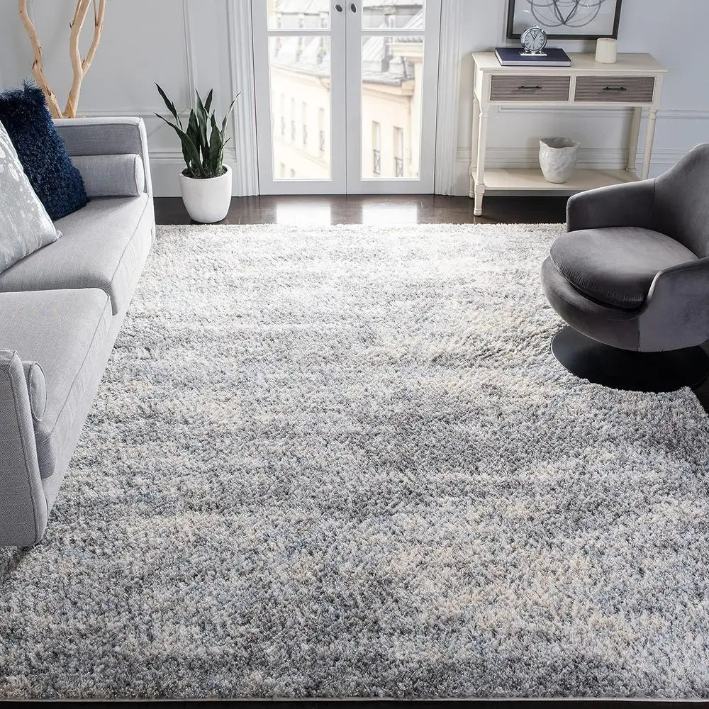 Plush Fabric Jacquard Striped Area Rug Nonwoven Backing Easy Clean
