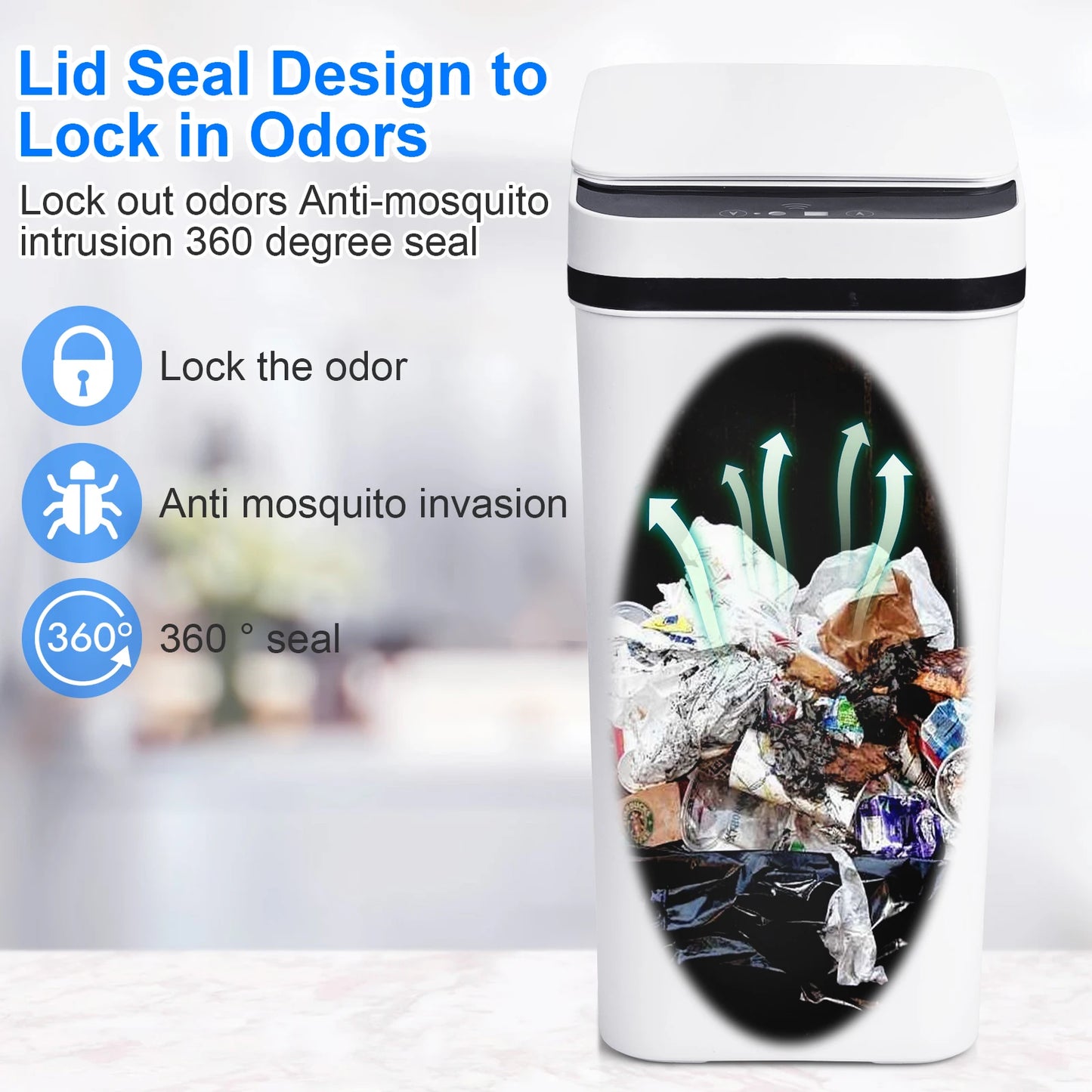 NONECN 2 Pack Bathroom Automatic Touchless Trash Cans With Lid
