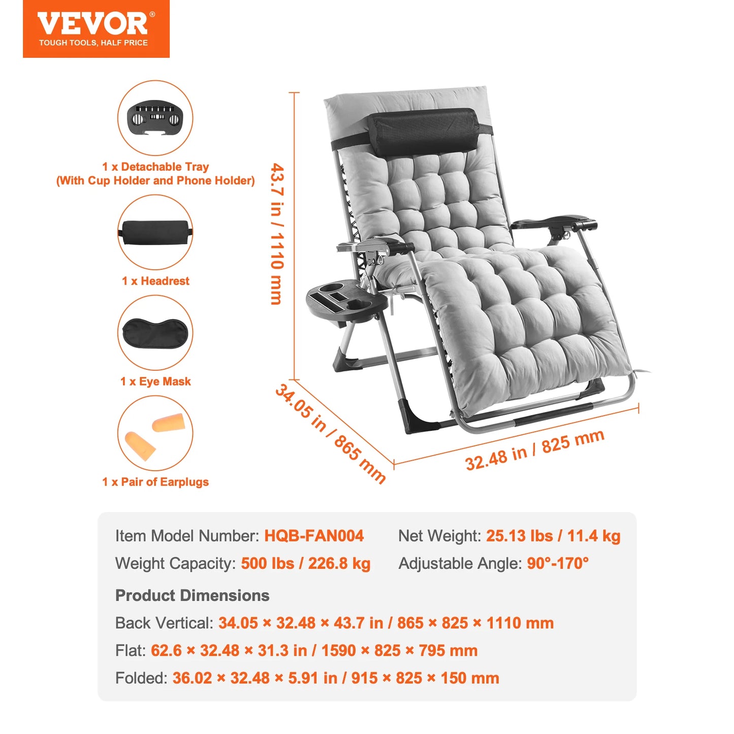 SucceBuy Zero Gravity Recliner Chair With Cushion Footrest And Cupholder