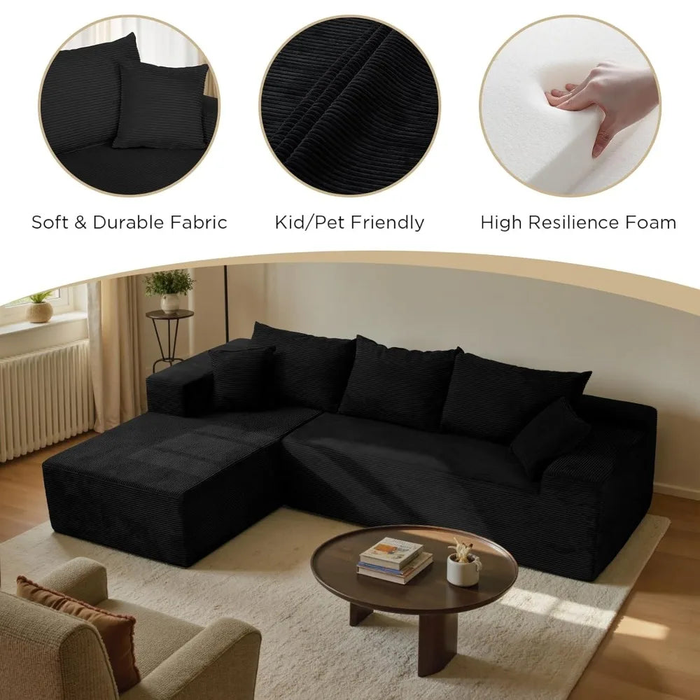 Modular Sectional Sofa With L Shape Chaise No Assembly