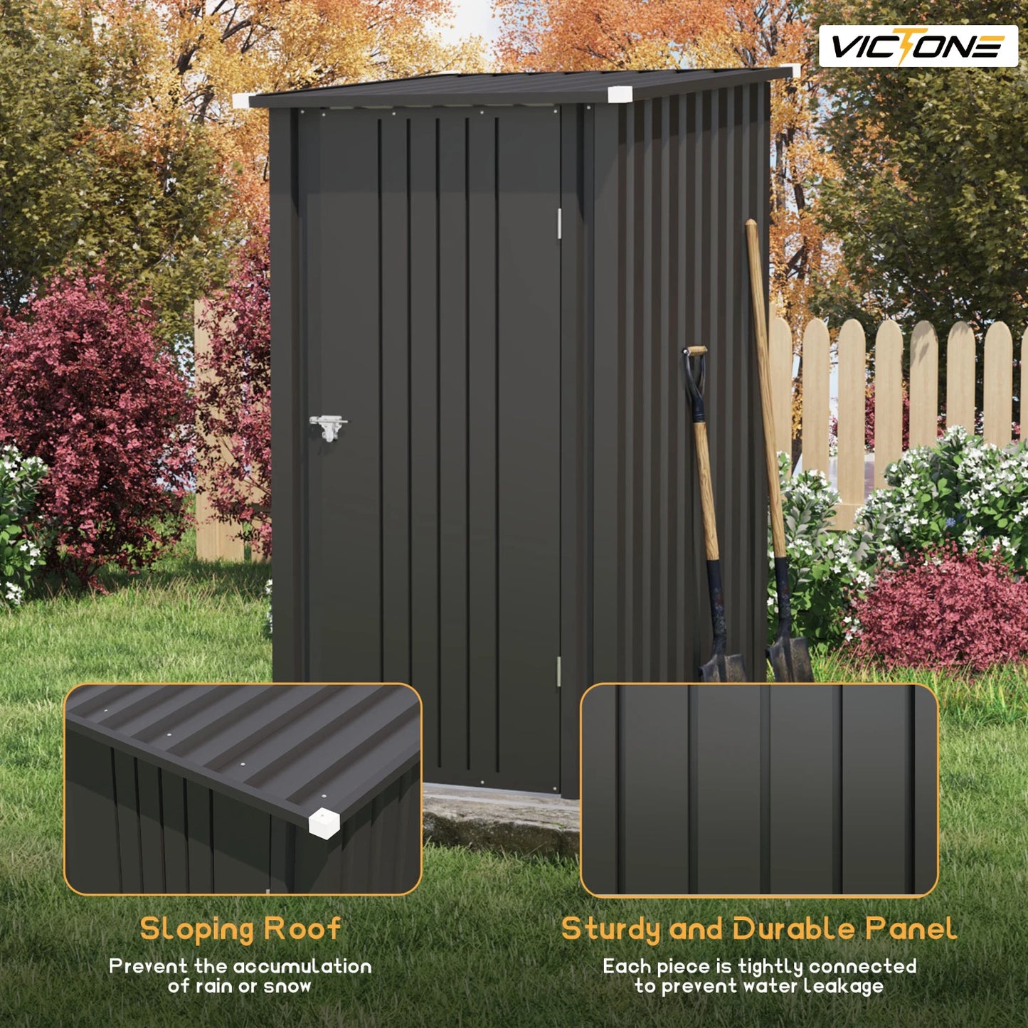 Victone Compact Outdoor Storage Shed For Garden Tools