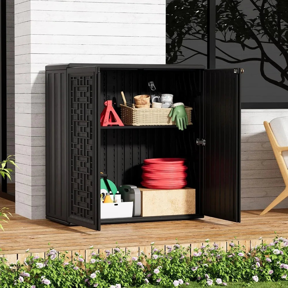 Compact HDPE Outdoor Storage Shed For Garden Tool Boxes