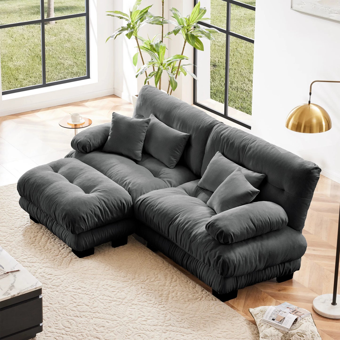 Modular Sectional Sofa Chenille With Ottomans Couch For Home Comfort