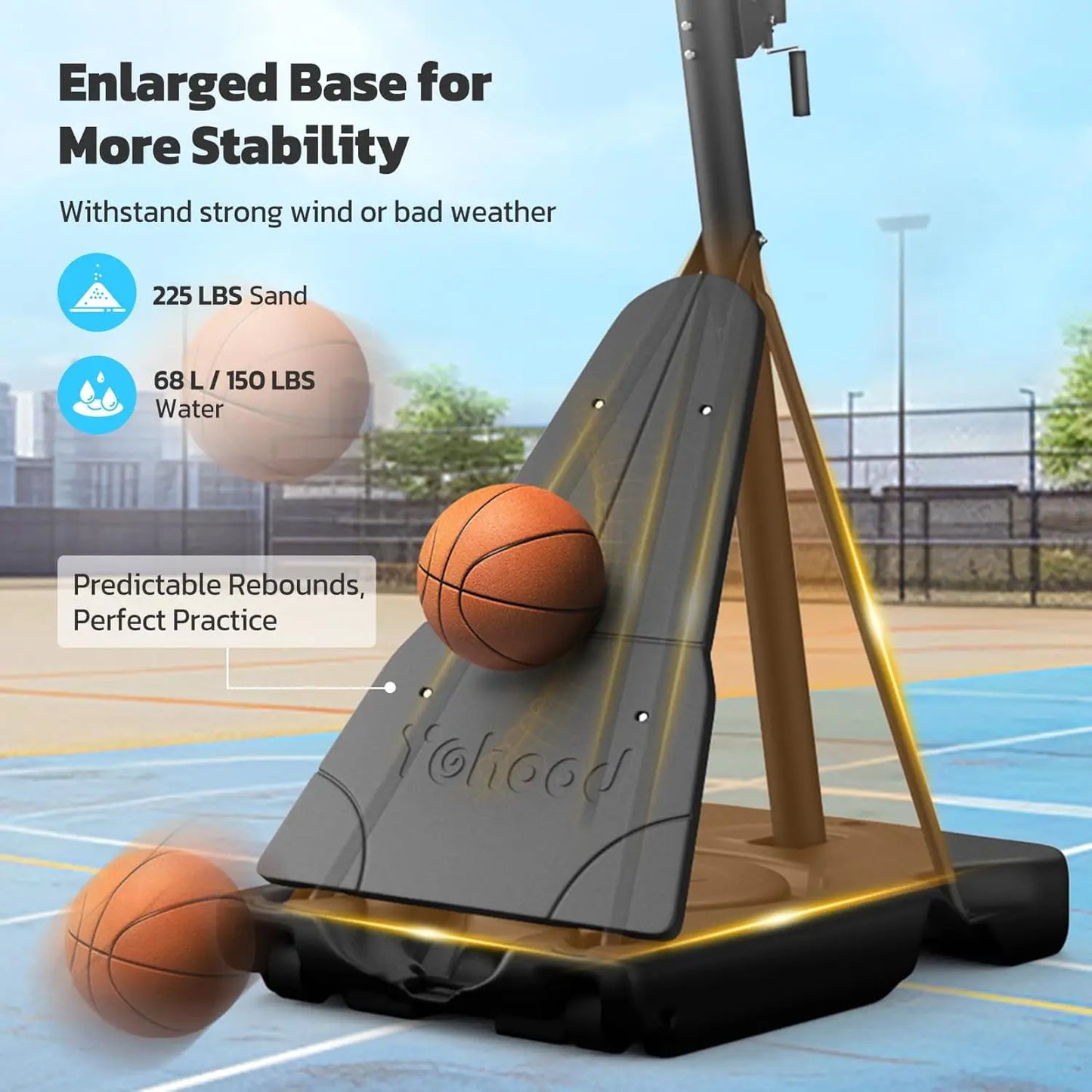 Basketball Hoop Outdoor Freestanding Portable Backboard System With Wheels