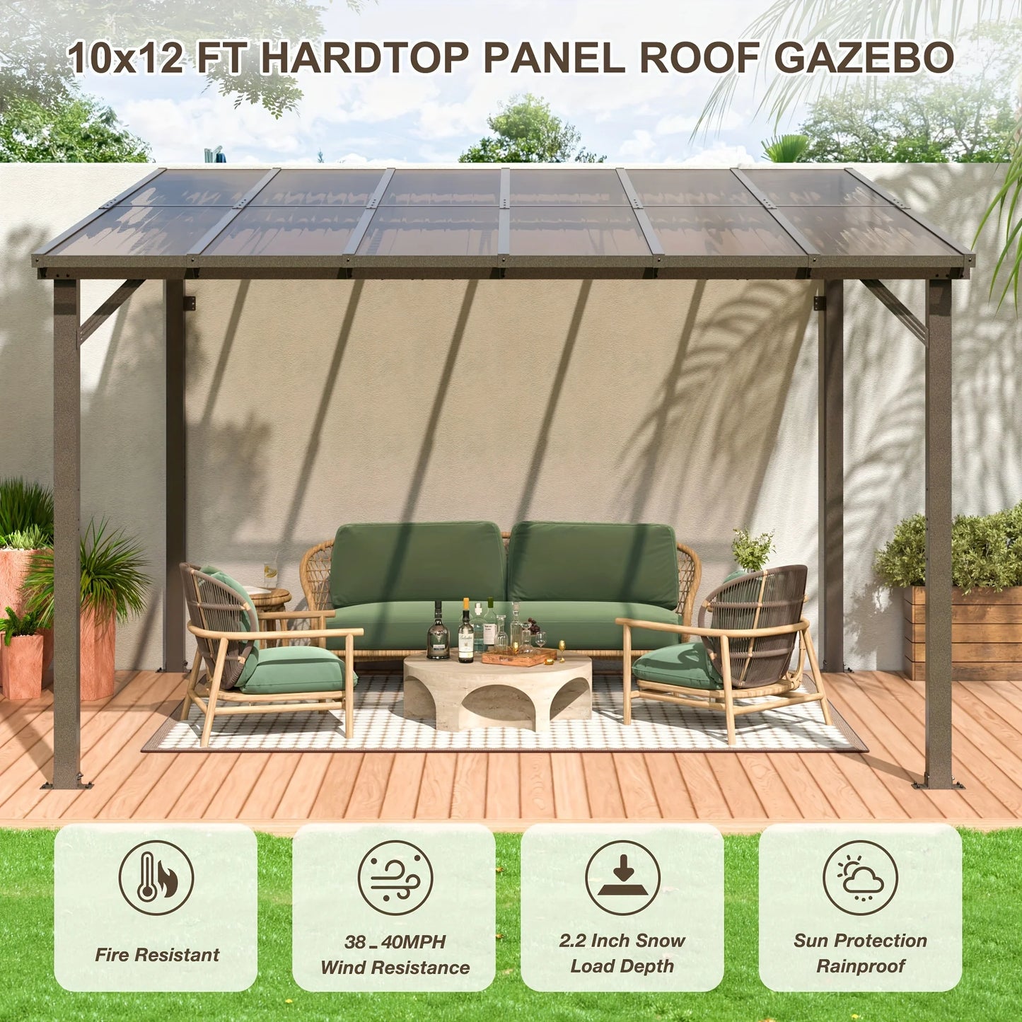 Polar Aurora All Weather Gazebo Aluminum Frame Galvanized Roof