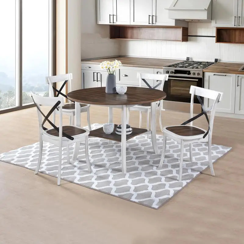 Round Dining Table Set With 4 Comfortable Chairs For Home