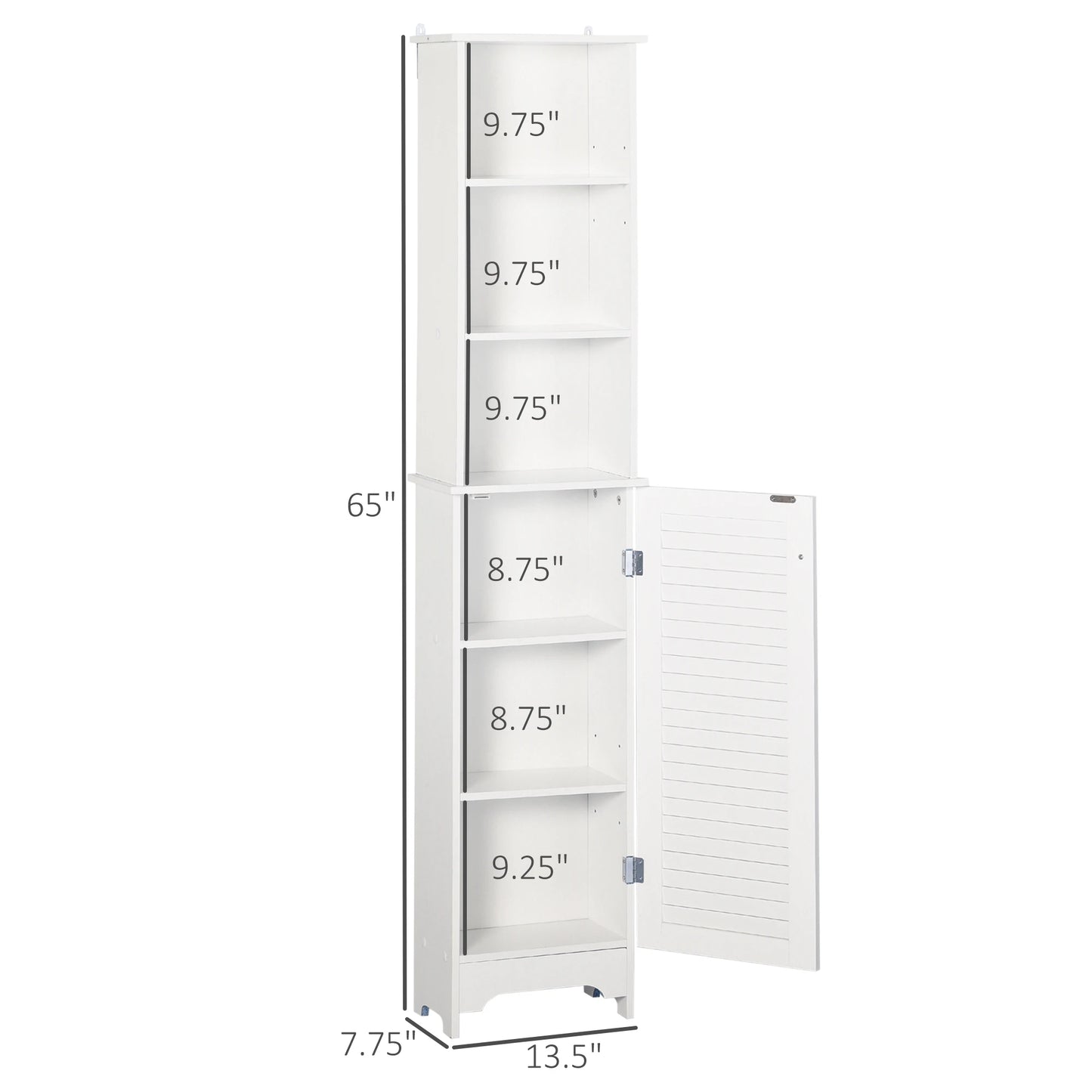 HOMCOM Tall Bathroom Storage Cabinet With 3 Tier Open Shelves