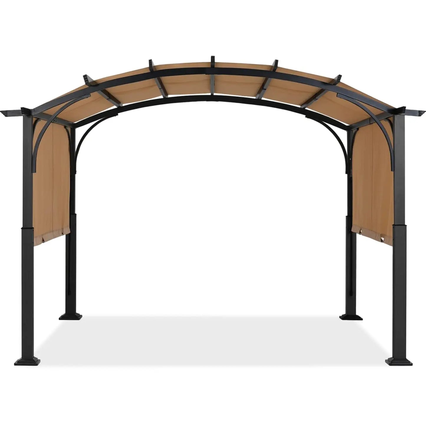 Arched Metal Pergola Gazebo With Retractable Canopy For Patio