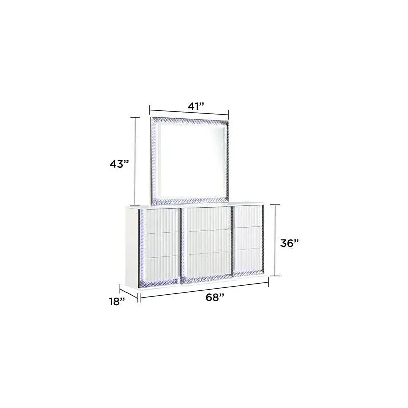 Contemporary 5 Piece Bedroom Set With Diamond Accents LED Lighting