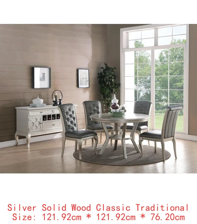 Rectangular Glass Dining Table Set With Tufted Side Chairs