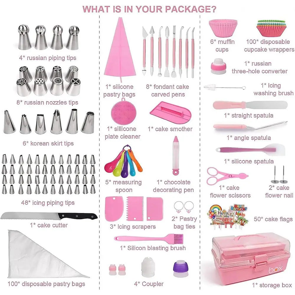 Feature PremiumProfessionalBakeryGrade Cake Decorating Tools Kit With 66 Piping Tips