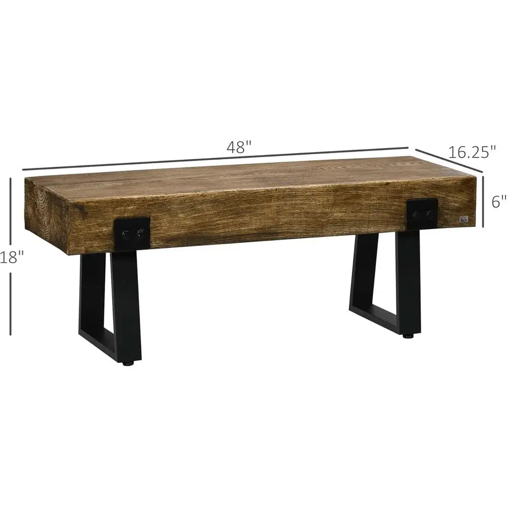 DAFIFY Garden Bench With Metal Legs Rustic Wood Effect Outdoor