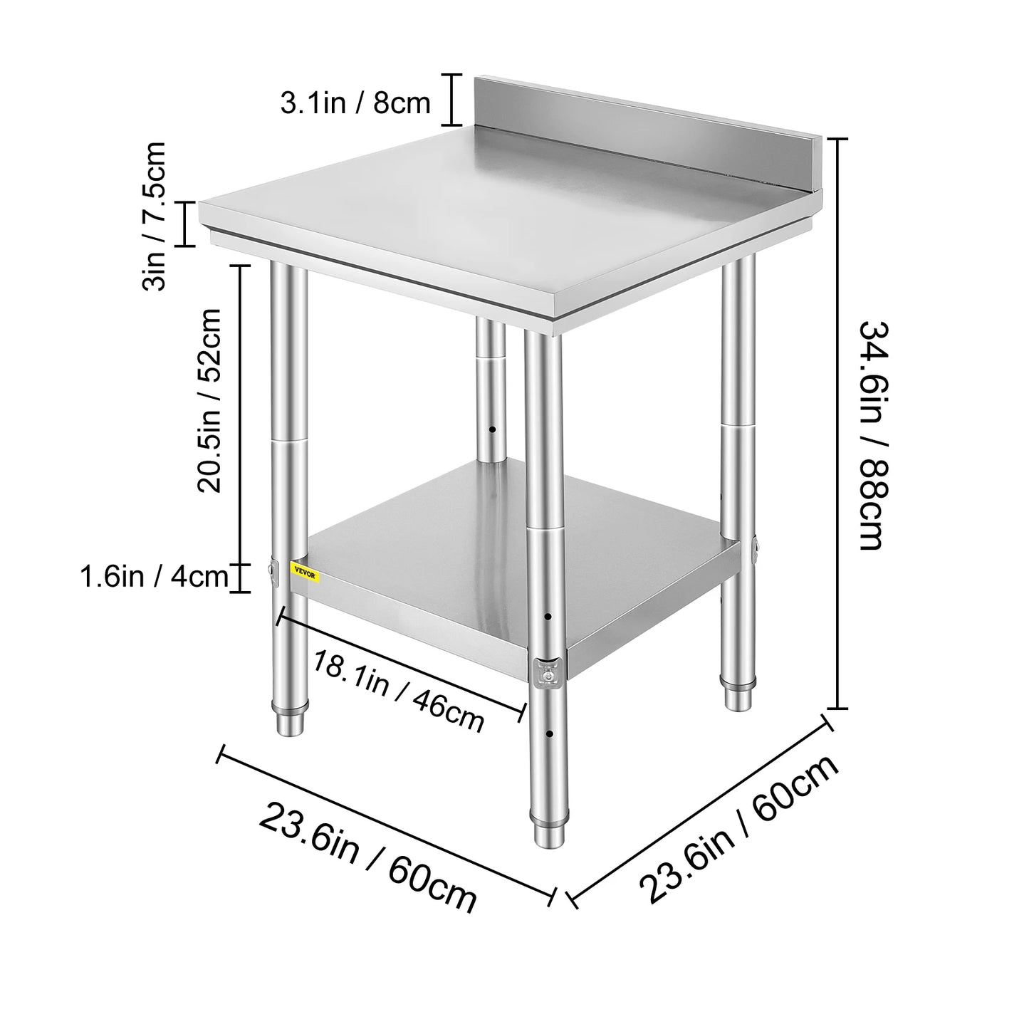 Kitchen Work Bench Stainless Steel Commercial Catering Table With Undershelf