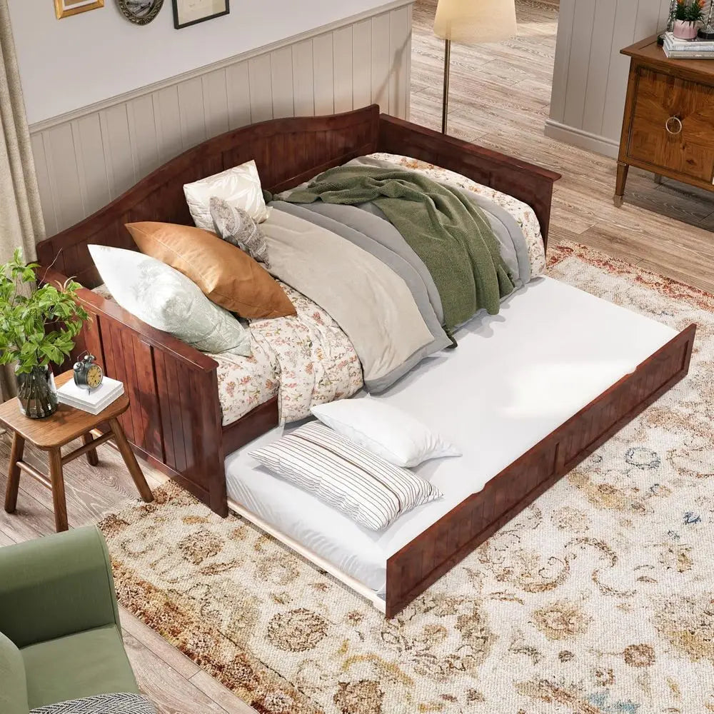 AI Nantucket Twin Wood Daybed With Twin Trundle Walnut