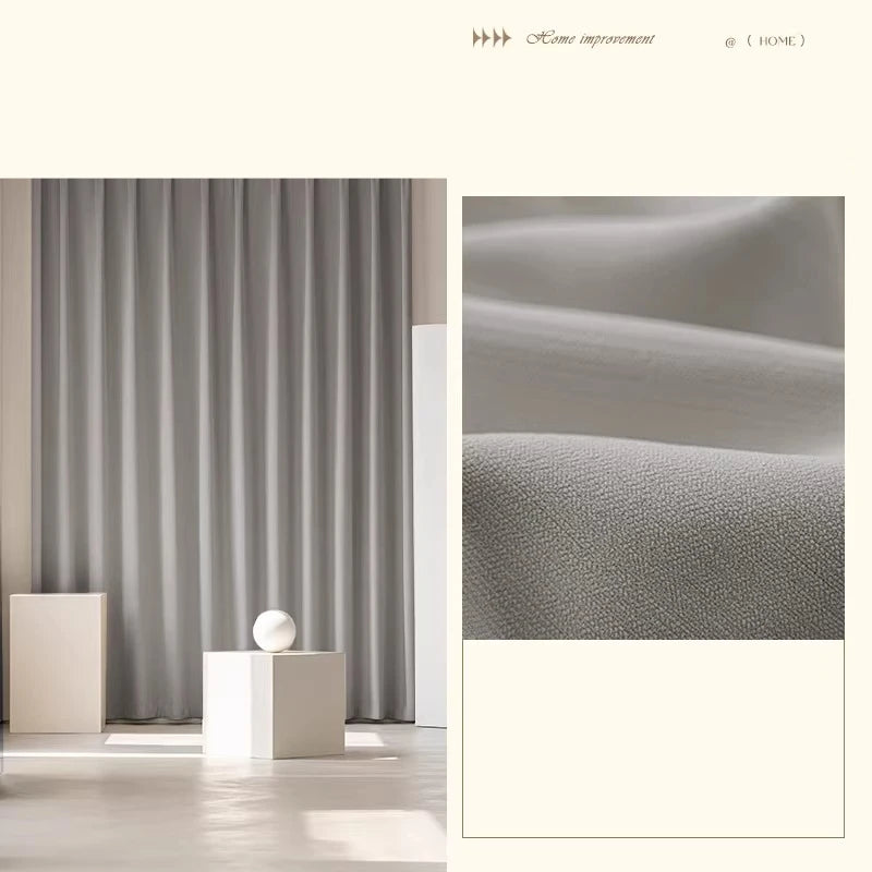 Custom Size French Chenille Cream White Velvet Curtain Modern Simple Blackout Curtains for Living Dining room Bedroom Tulle