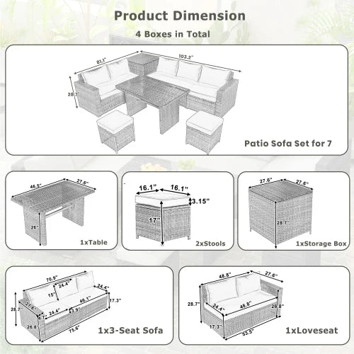 Outdoor All Weather PE Rattan Sofa Set Garden Patio Wicker