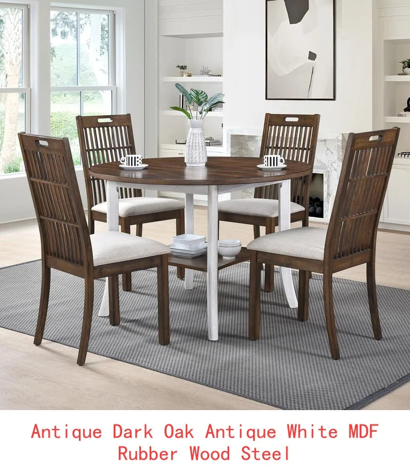 Round Dining Table Set With 4 Comfortable Chairs For Home