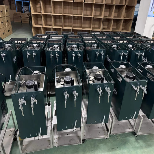 ONEHAPPY Countertop Draft Beer Cooler Dual Tap StainlessSteel Dispenser TemperatureControlled