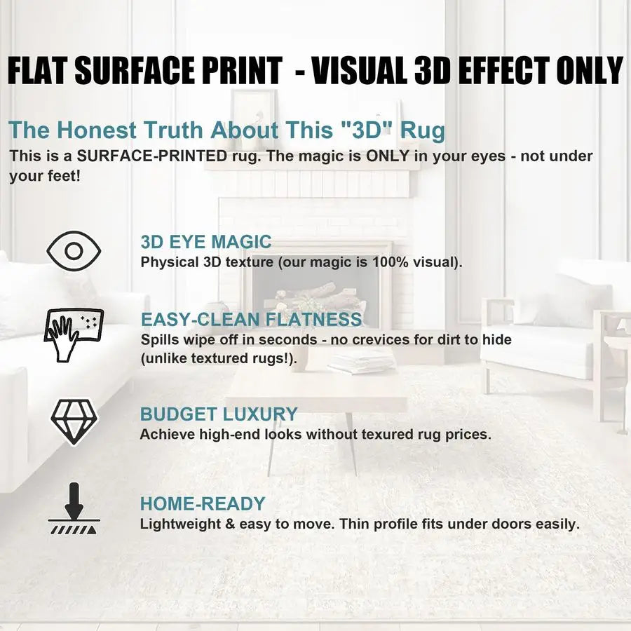 Machine Washable Wool Area Rug For Living Room Non Slip