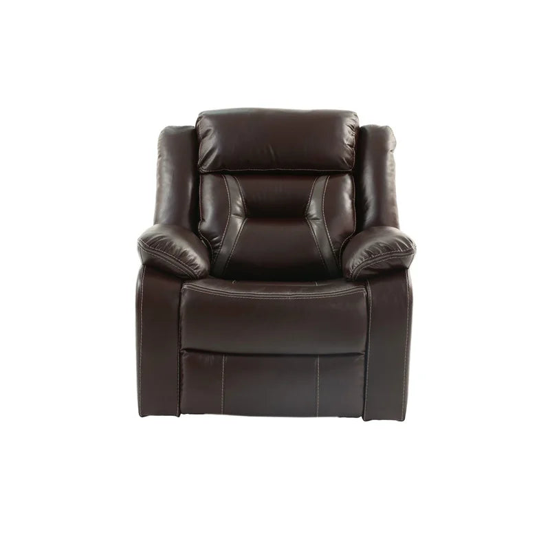 Modern Leatherette Glider Recliner With Pillow Arms And Headrest For Living Room