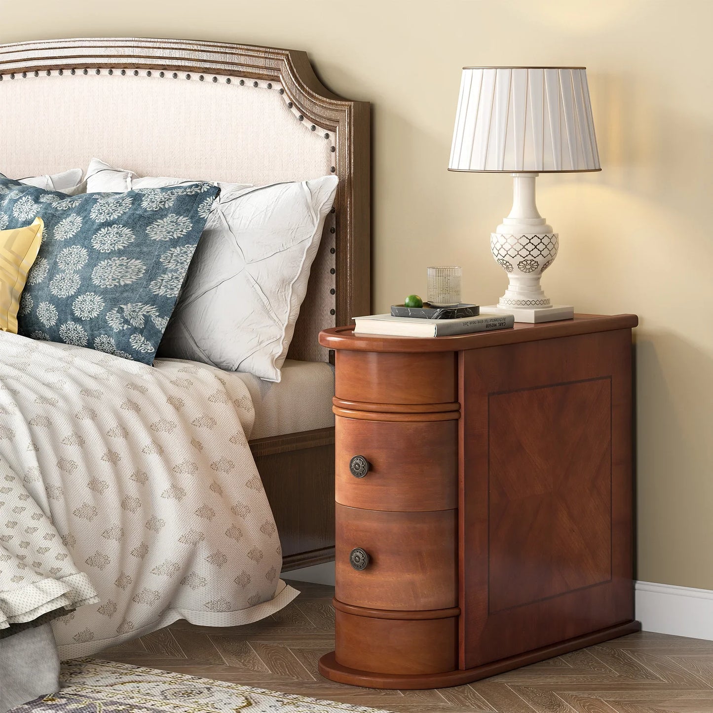 Tribesigns End Table Solid Wood Nightstand With Drawer
