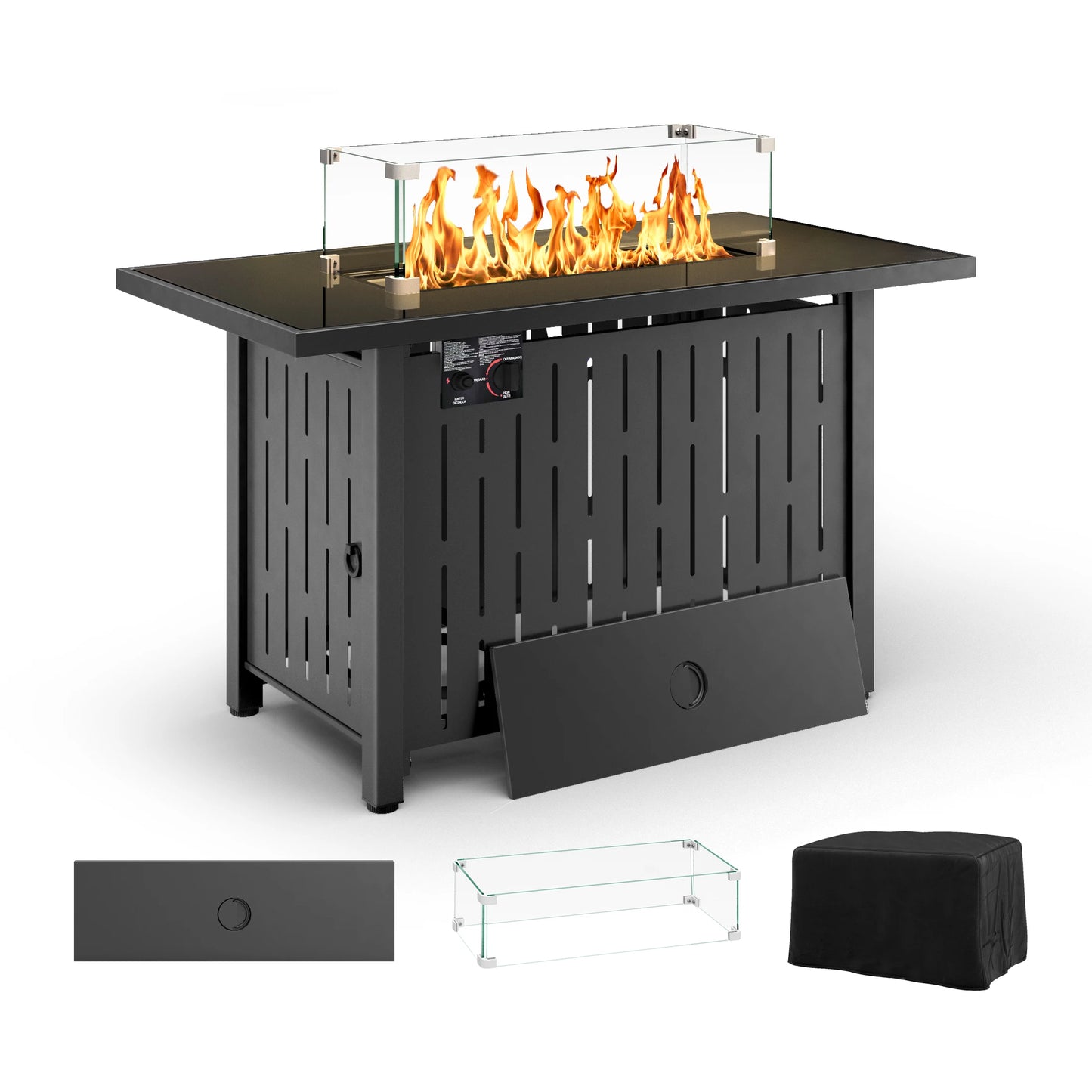 Naga Bahna Gas Fire Pit Table Outdoor 50000 BTU Lid