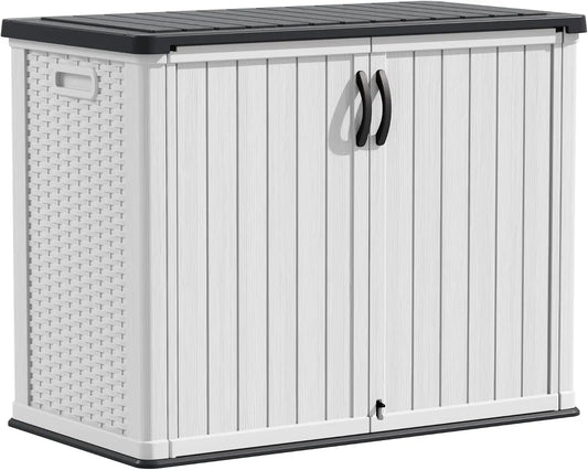 Horizontal Waterproof Outdoor Storage Shed With Lockable Patio Doors