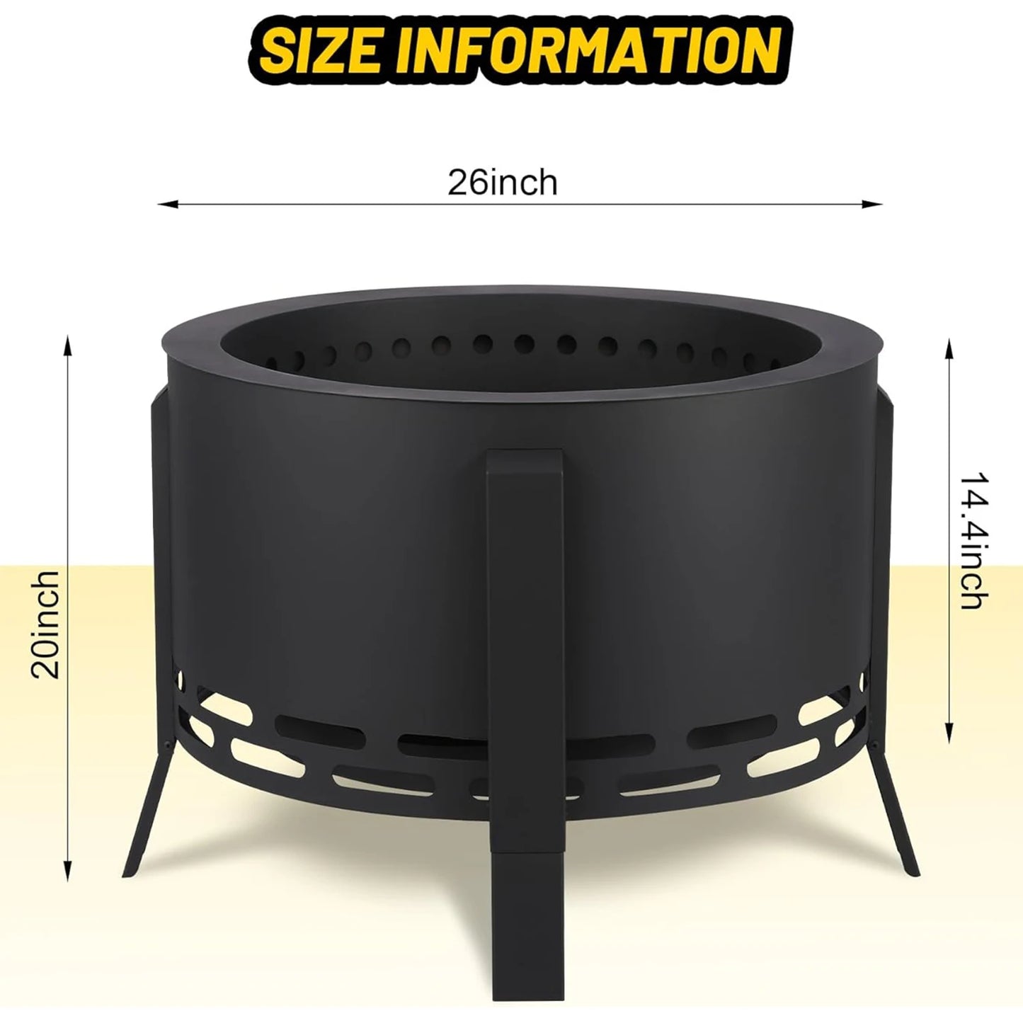 HiMISS Smokeless Outdoor Firepit With Folding Feet