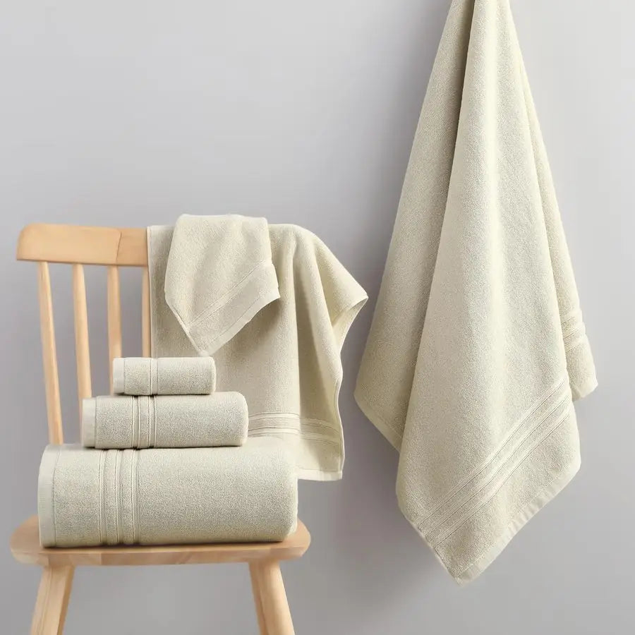 6 Piece Luxury Bath Towel Set 100 Cotton Towels for Bathroom, 600 GSM Premium Beige Towels of 6, Includes 2 Large Bath Sheets, 2