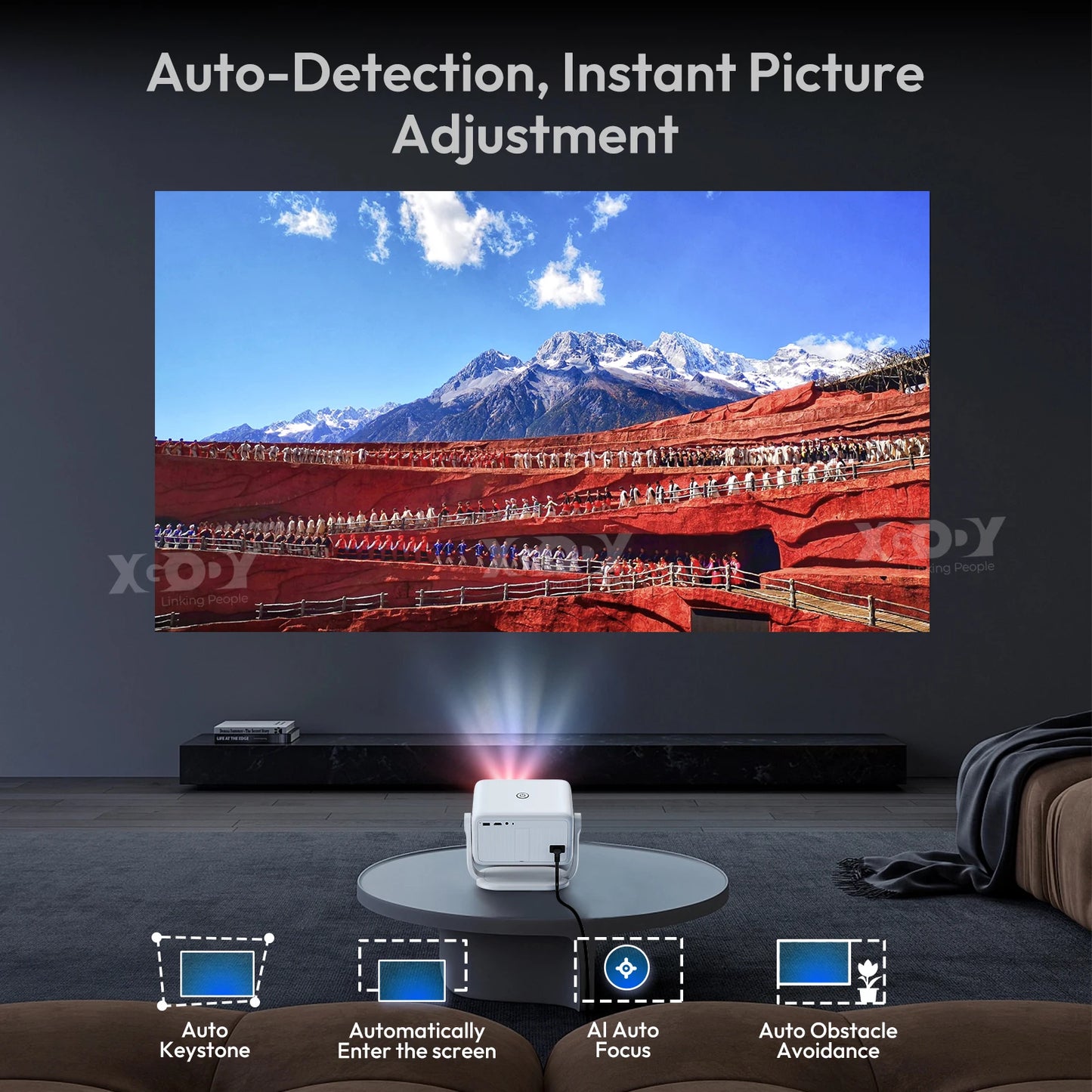 XGODY Netflix Official 4K Smart Projector 650 ANSI Auto Focus