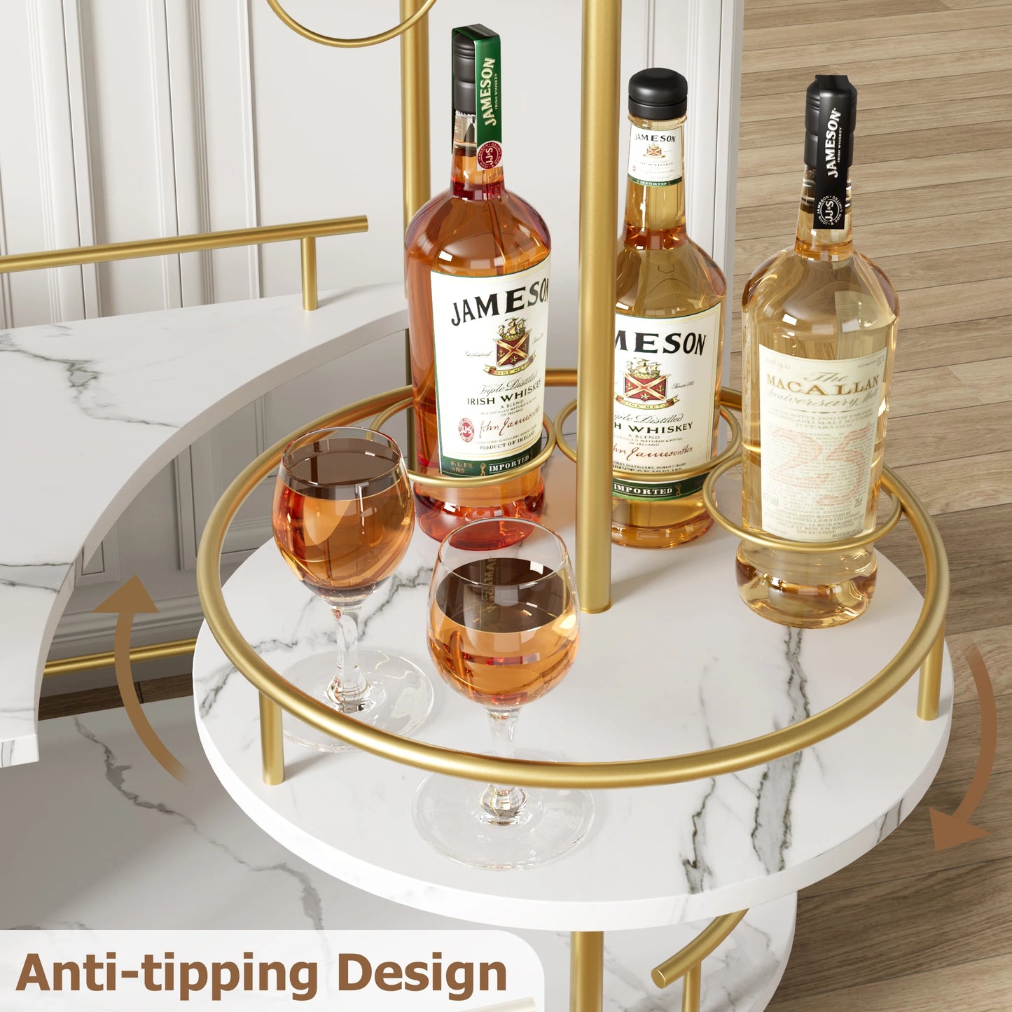 TWISTER.CK Four Tier Bar Cart On Wheels With Wine Rack