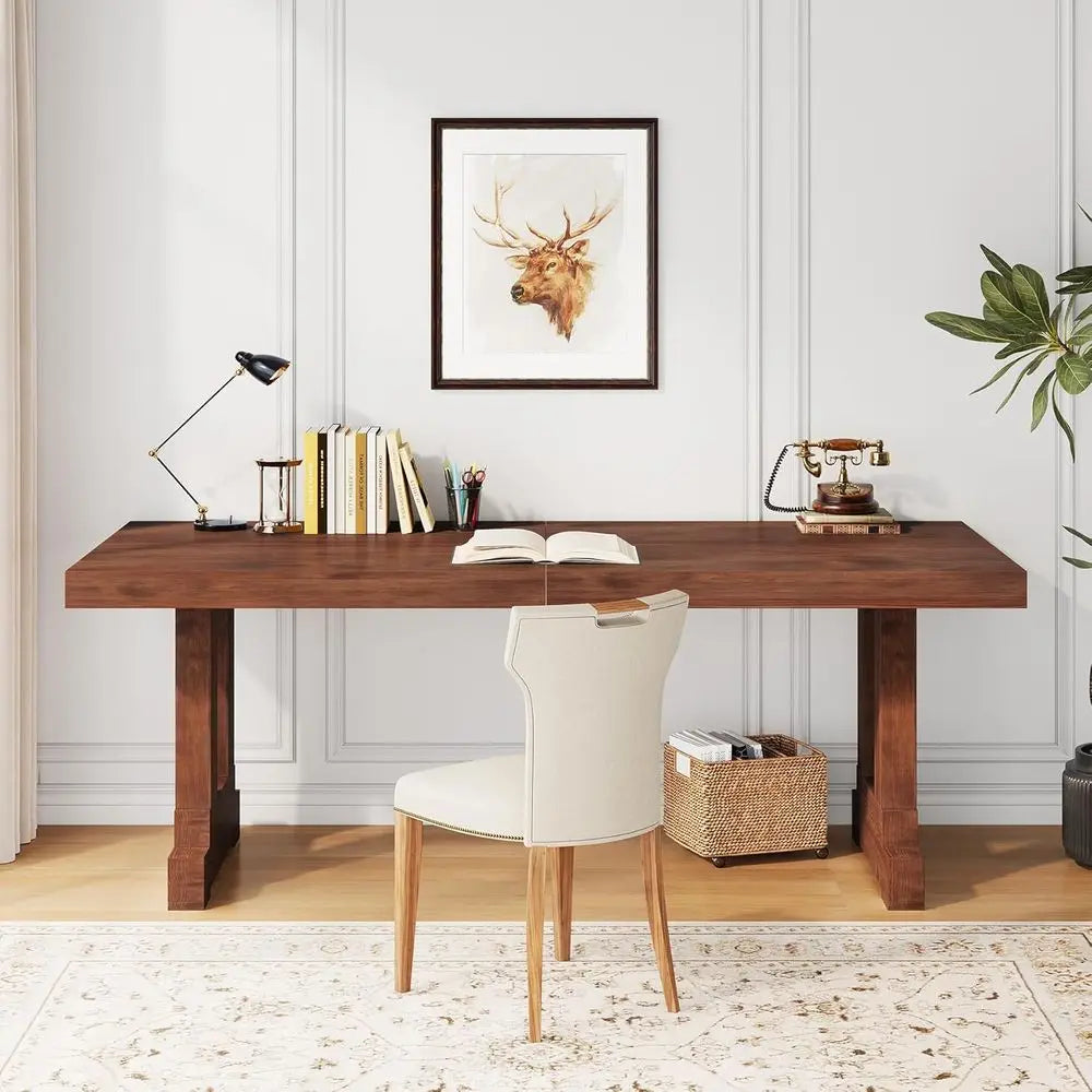 Solid Wood Home Office Desk With Strong Legs