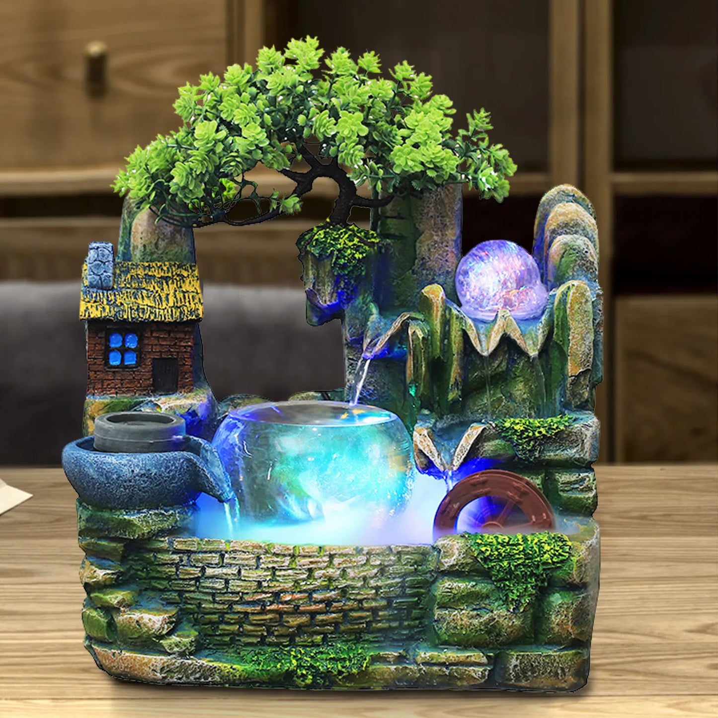 Desktop Fountain Waterfall Tabletop Decor Rockery Ornament