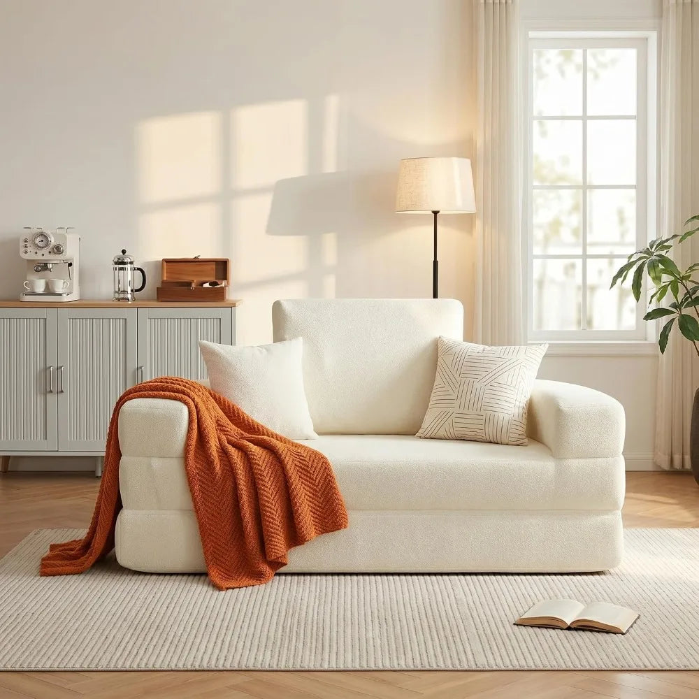 Round Floor Sofa Bed Convertible Loveseat for Living Room