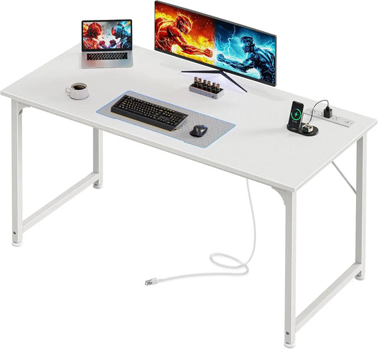 L Shaped Desk With USB Port And High Power Outlets
