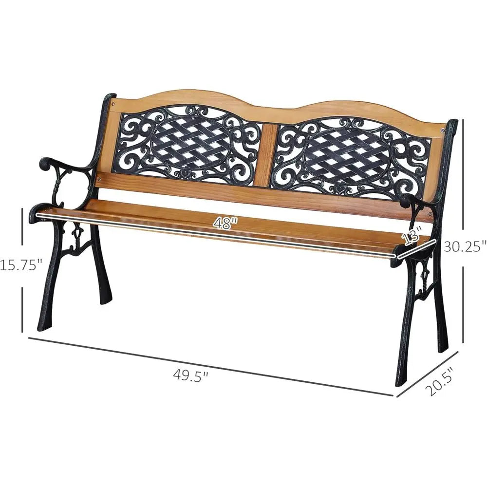 DAFIFY Outdoor Garden Bench With Pine Wood Seat Plastic Backrest